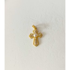 ΓΥΝΑΙΚΕΙΟΣ ΣΤΑΥΡΟΣ ΧΡΥΣΟ 14K με μαργαριτάρι στο κέντρο CRG115